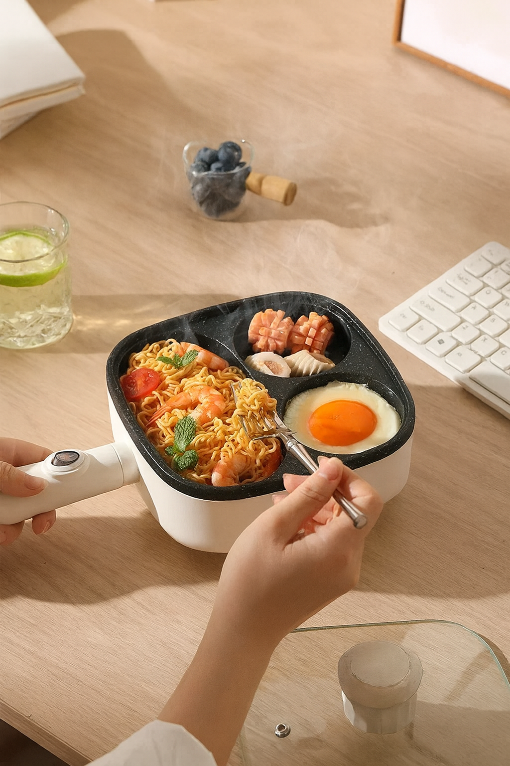 Tigaie Electrică Mic Dejun a la Paris pentru Ouă Ochiuri Perfecte 500W