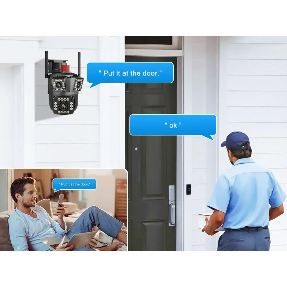 Cameră Supraveghere Tripla PTZ Wi-Fi + 4G Triplu Obiectiv, Zoom 5X și Full HD/4K