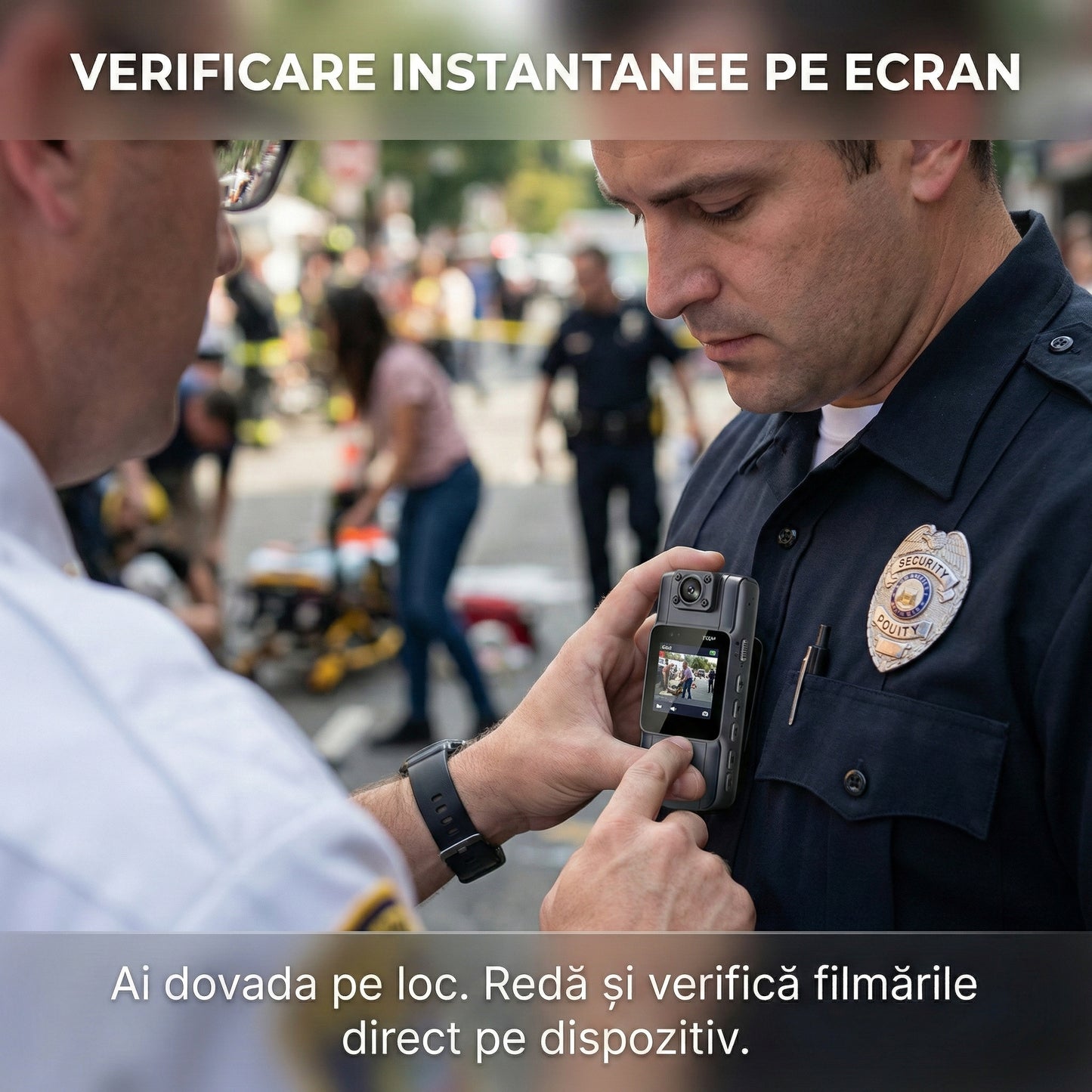 Mini Cameră Video Portabilă "Body Cam" cu WiFi, Ecran LCD, Lentilă Rotativă 180°, 1080P, Night Vision, Baterie 1000mAh