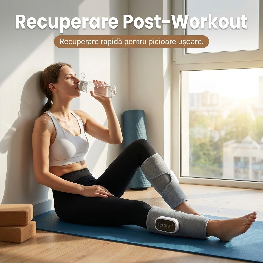 Aparat de Masaj Portabil pentru Gambe și Brațe - Compresie Aer 360°, Încălzire & 3 Moduri Relaxare