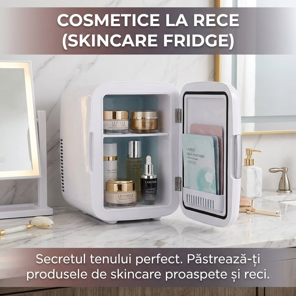 Mini Frigider Auto Portabil 4L, Alimentare Duală 12V/220V, Răcire Eficientă, Ideal Camping și Călătorii, Negru