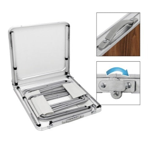 Set Masă Camping Pliabilă cu 4 Scaune, Cadru Aluminiu și BlaTt MDF