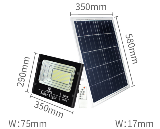 Proiector Solar Jortan 400W Lampa cu Incarcare Solara cu Panou Solar Kit Montaj