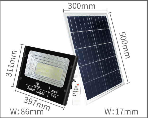 Proiector Solar Jortan 1200W 600W 400W 200W 100W 50W + Panou Solar + Kit Montaj