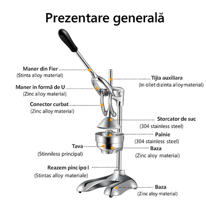 Presă Profesională Manuală pentru Citrice din Oțel Inoxidabil BioloMix™