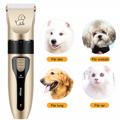 Set Complet Mașină de Tuns Animale, Fără Fir, Silențioasă, 4 Capete