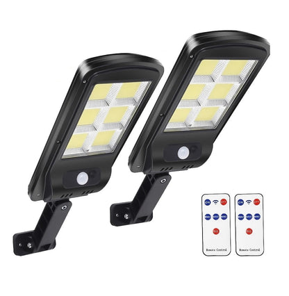 Set 2 Lampi LED Solare 150W COB 160 LED-uri cu Senzor de Mișcare, Autonomie 12-14 ore, IP65