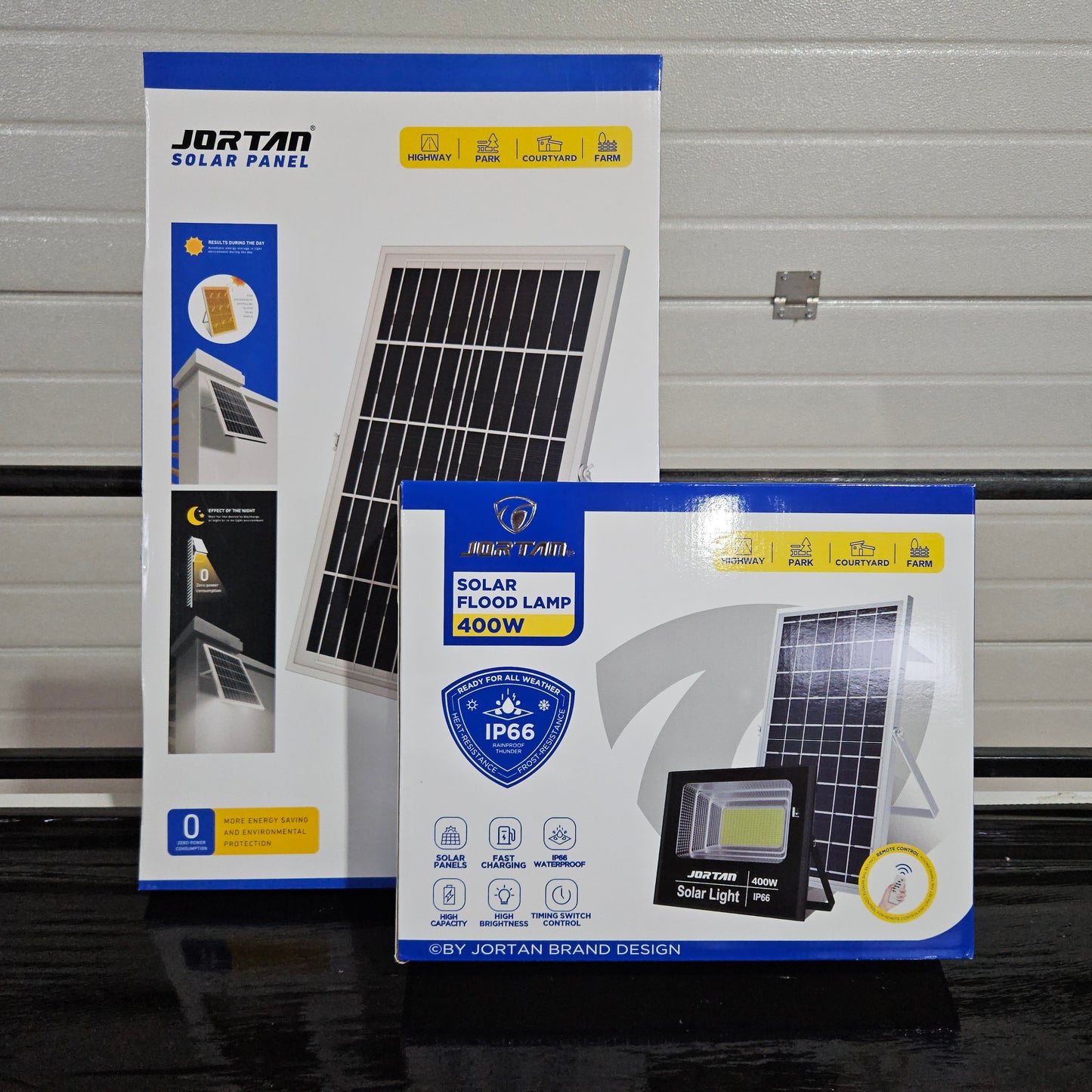 Proiector Solar Jortan 400W Lampa cu Incarcare Solara cu Panou Solar Kit Montaj