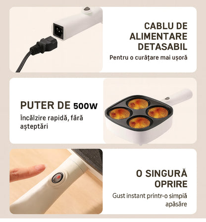 Tigaie Electrică Mic Dejun a la Paris pentru Ouă Ochiuri Perfecte 500W