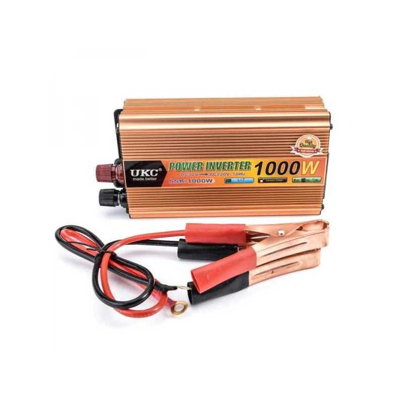 Invertor Auto 12V la 220V, 1000W UKC – Alimentare AC din Mașină, Compact și Sigur
