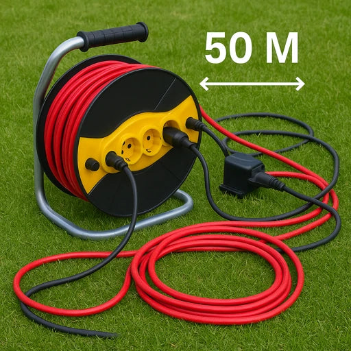 Rola Prelungitor 50M cu 4 Prize – Cablu 3x2.5mm cu Tambur