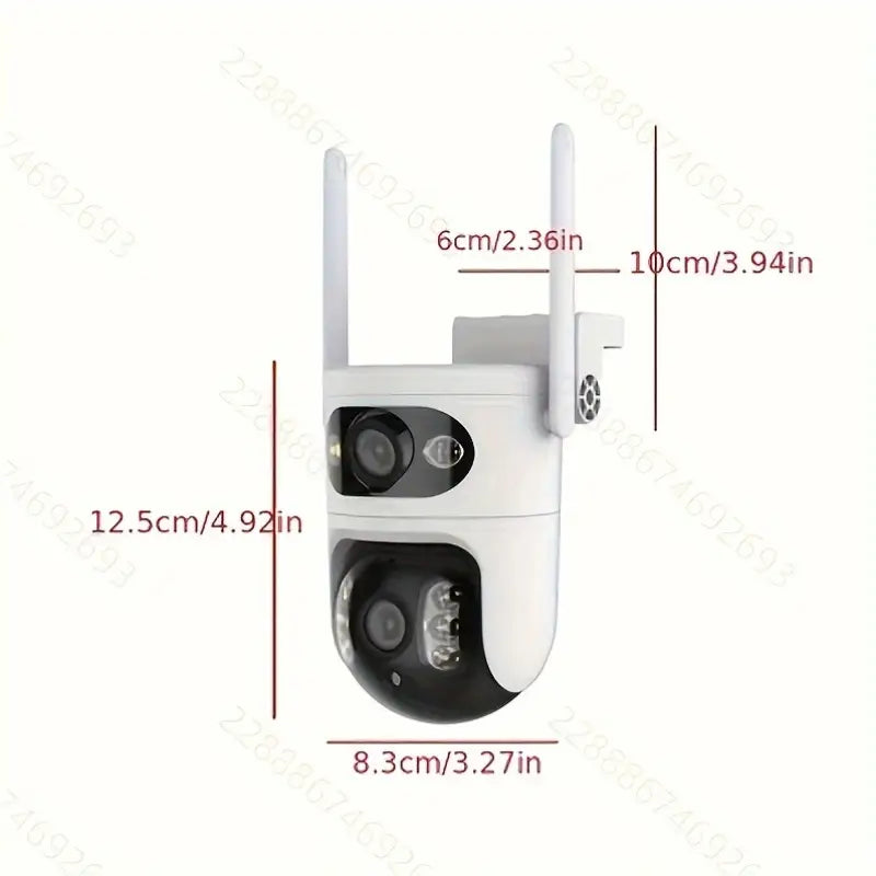Cameră Wifi Exterior Duală Tuya 6Mp Rezoluție 4K, Audio Bidirectional, Infraroșu Color