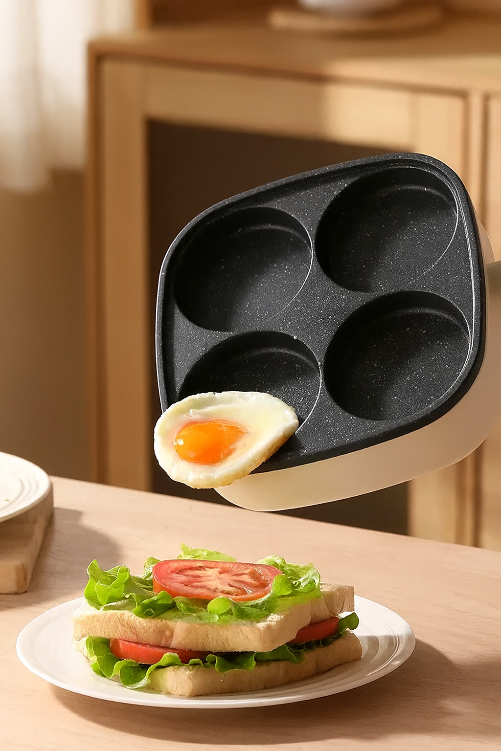 Tigaie Electrică Mic Dejun a la Paris pentru Ouă Ochiuri Perfecte 500W