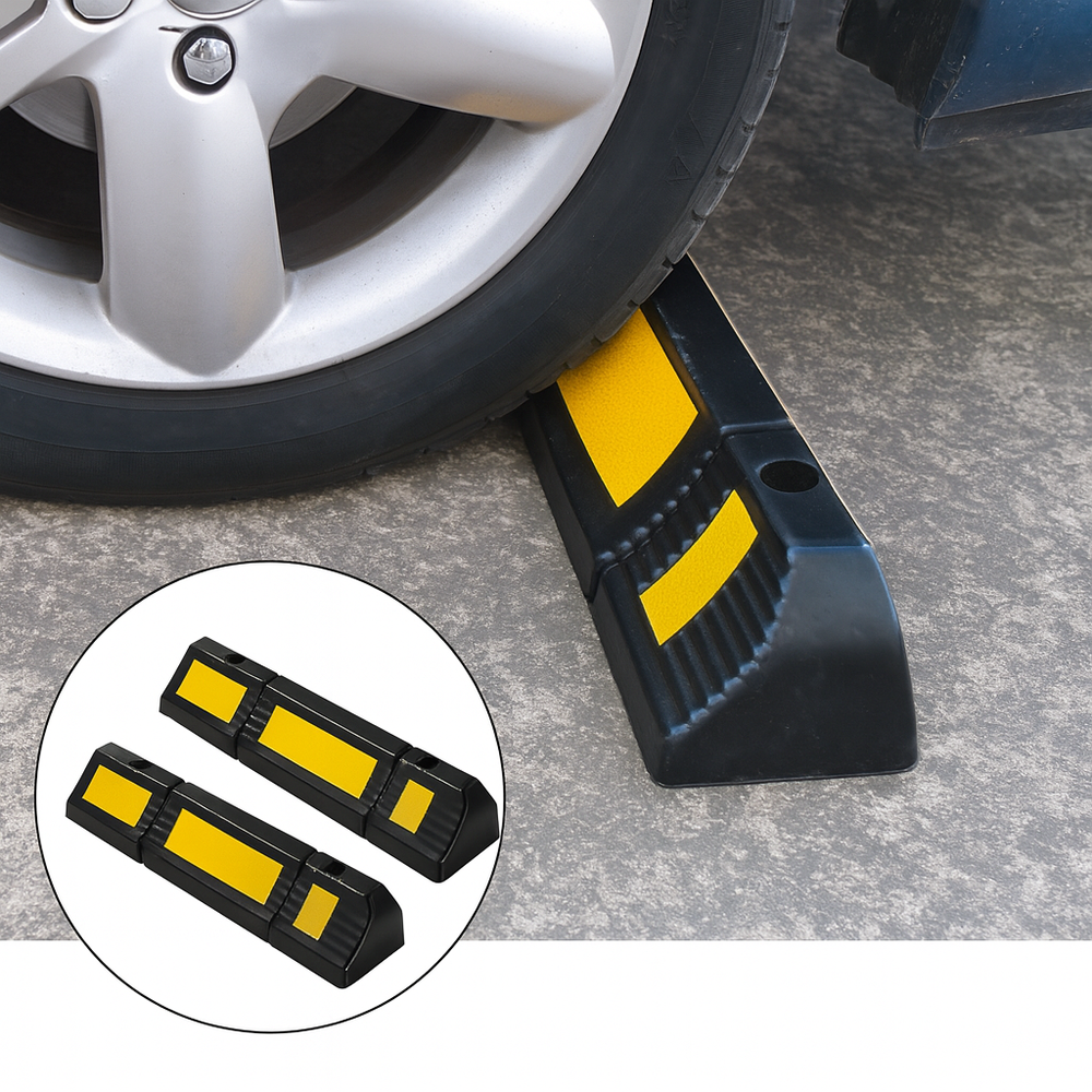 Set 2 Opritoare Roti Auto Reflectorizant, pentru Locul de Parcare sau Blocare Roti