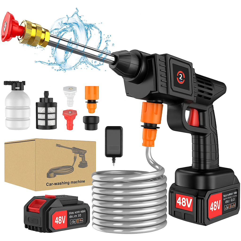 Kit Complet Aparat de Spălat cu Presiune cu 2 Acumulatori 48V, 25 Bari, 8L/min