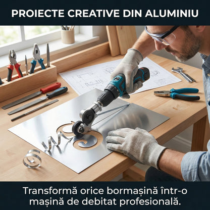 Adaptor Profesional Tăiere Tablă pentru Bormașină - Foarfecă Electrică 2mm cu Role de Ghidaj & Instalare Rapidă