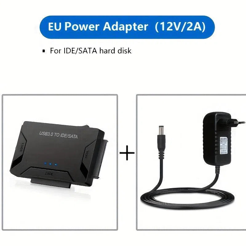 Adaptor USB 3.0 la SATA IDE pentru Hard Disk - Convertor Universal HDD/SSD cu Alimentare 12V/2A