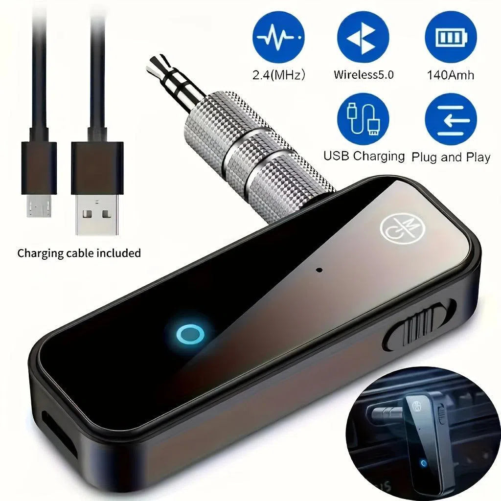 Adaptor Wireless 5.0 2-in-1 cu Transmițător și Receptor AUX Jack 3.5mm pentru TV, Proiectoare, PC, Căști, Telefoane, Mașini și Avioane