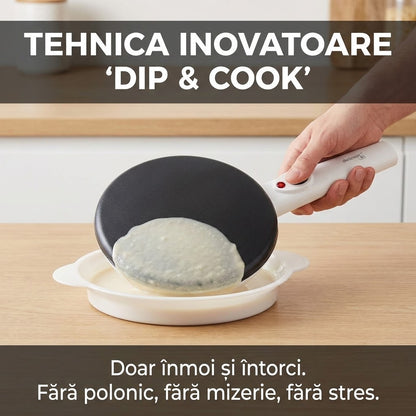 Aparat Electric de Făcut Clătite (Crepes) Fără Ulei - Putere 800W, Diametru 20cm & Design Fără Fir (Wireless)