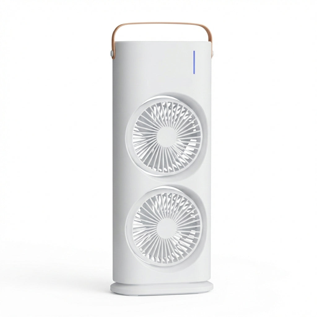 Aparat de Aer Condiționat Portabil de Birou cu Telecomandă, Umidificare prin Pulverizare, Ventilator Turn 3-în-1, Silențios, Alb