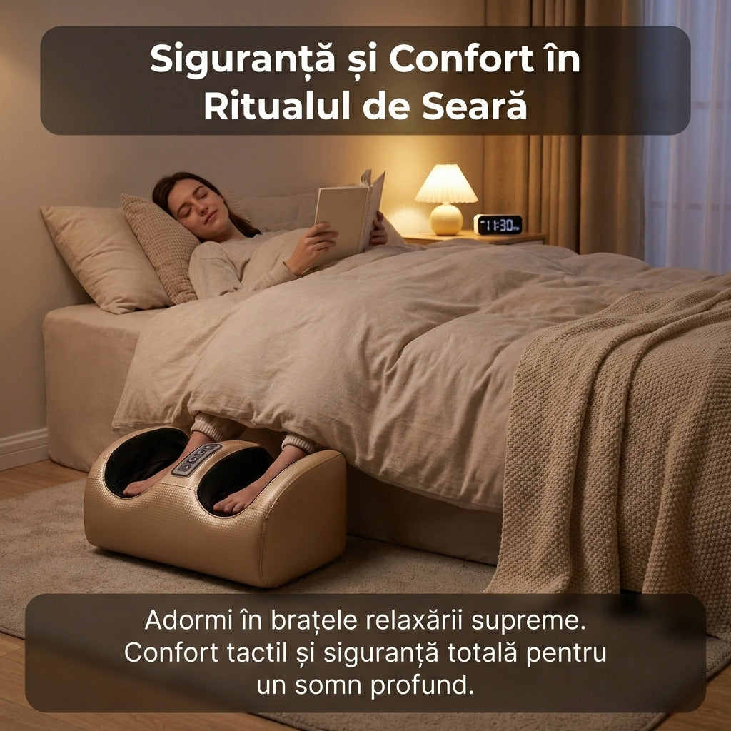 Aparat de Masaj Termic Shiatsu pentru Picioare și Corp, 3 Viteze, Funcție Încălzire Infraroșu, Design Ergonomic, Bej
