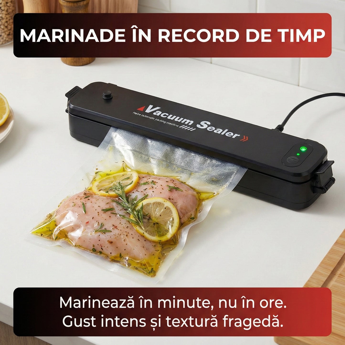 Aparat de Vidat Automat Vacuum Sealer, Păstrează Prospețimea Alimentelor, Compact și Portabil