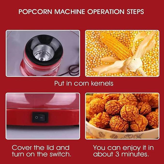 Aparat pentru Facut Popcorn cu Aer Cald, 1200W, Design Compact, Culoare Roșie