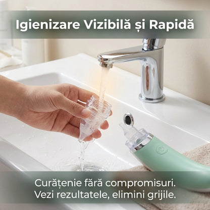 Aspirator Nazal Electric pentru Bebeluși și Copii, Putere Reglabilă, 2 Vârfuri Silicon, Încărcare USB, Silențios, Verde