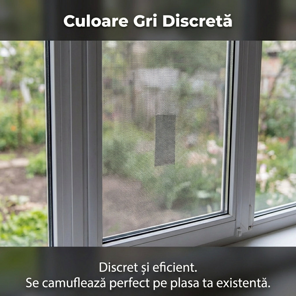 Bandă Adezivă pentru Reparație Plase Țânțari, Fibră de Sticlă Premium, 5 x 180 cm, Gri