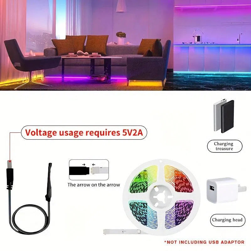 Banda LED RGB 5050 cu Sincronizare Muzicală și Control prin Aplicație