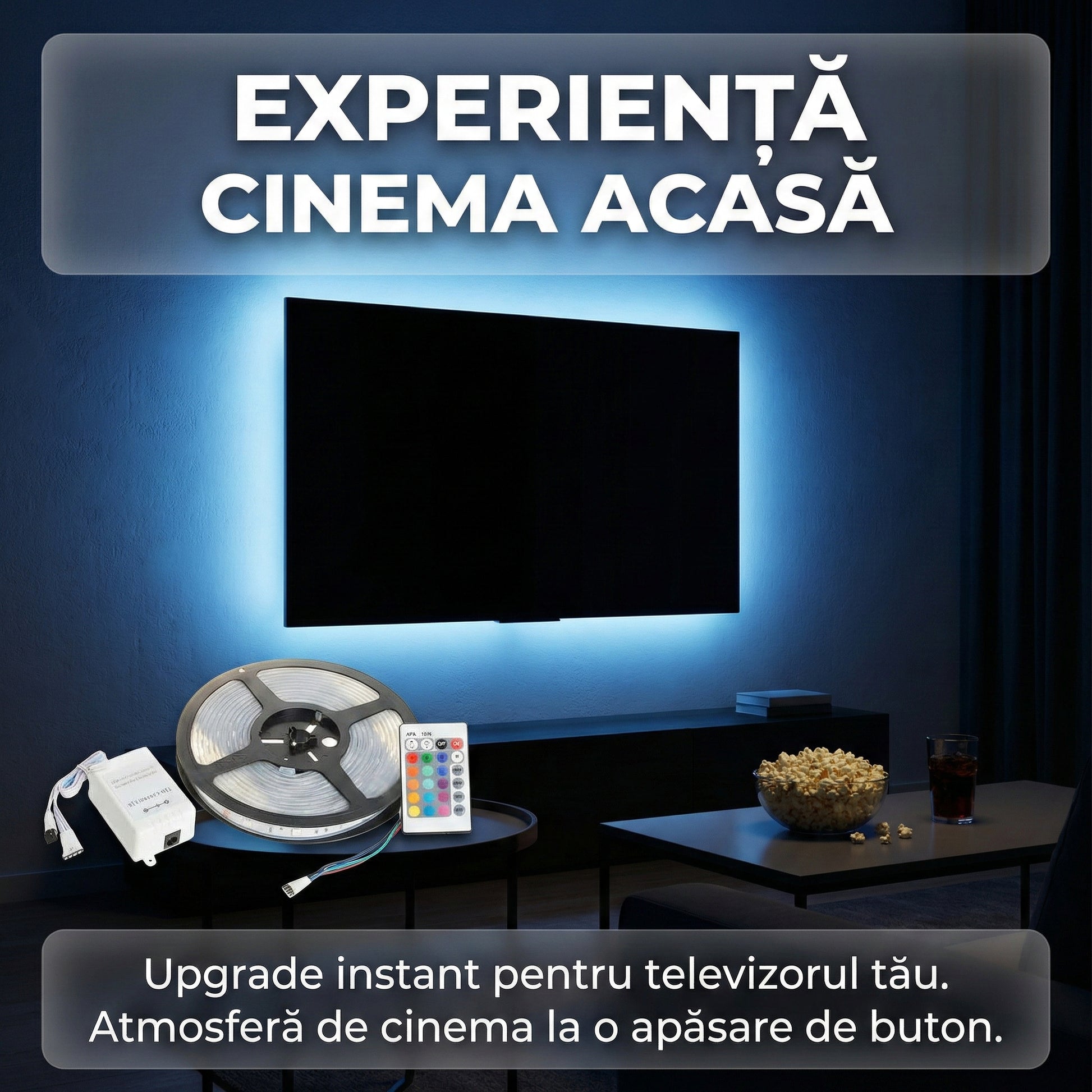 Bandă LED RGB Multicoloră 5m, 300 LED-uri SMD, Telecomandă IR, Adezivă, Iluminat Ambiental Decorativ