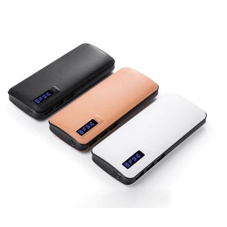 Baterie Externă 10000mAh, 3 x USB, Design Imitatie Piele, Cu Lanternă