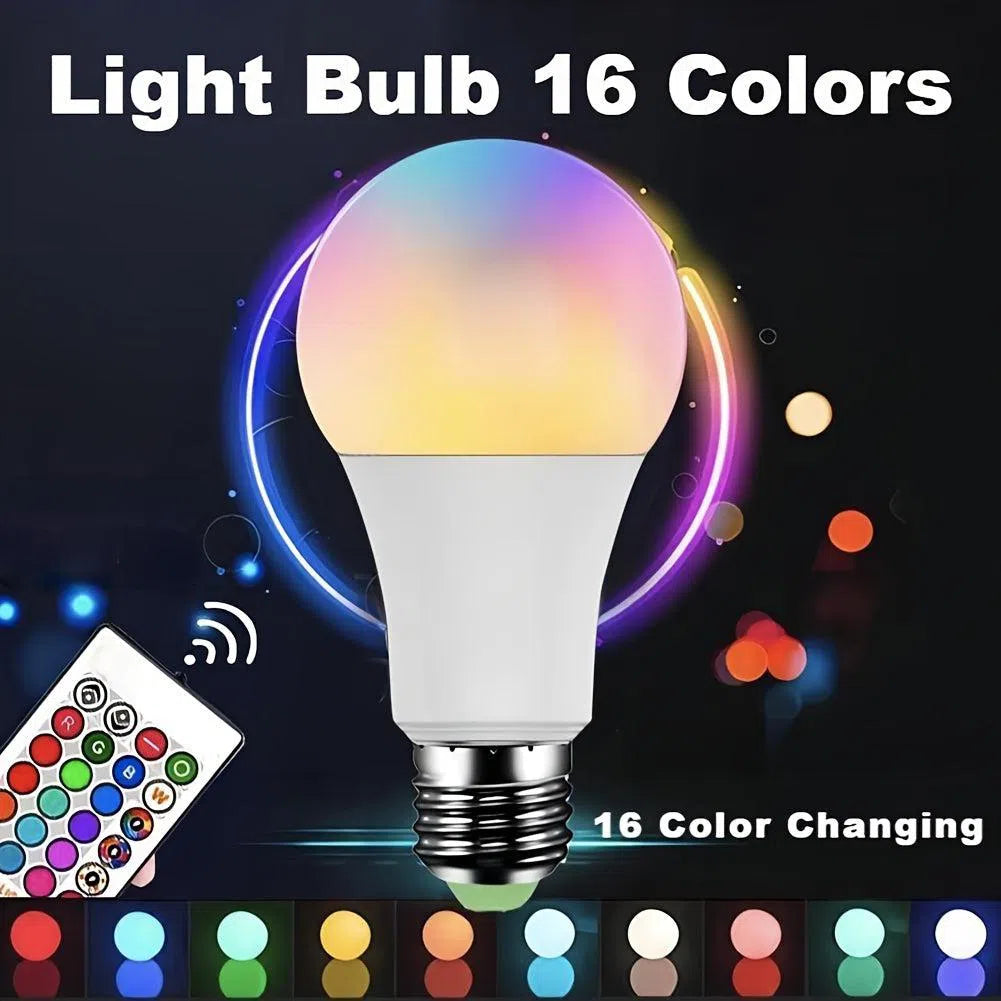 Bec LED RGB Smart cu 16 Culori - E27, 10W, Telecomandă Inclusă