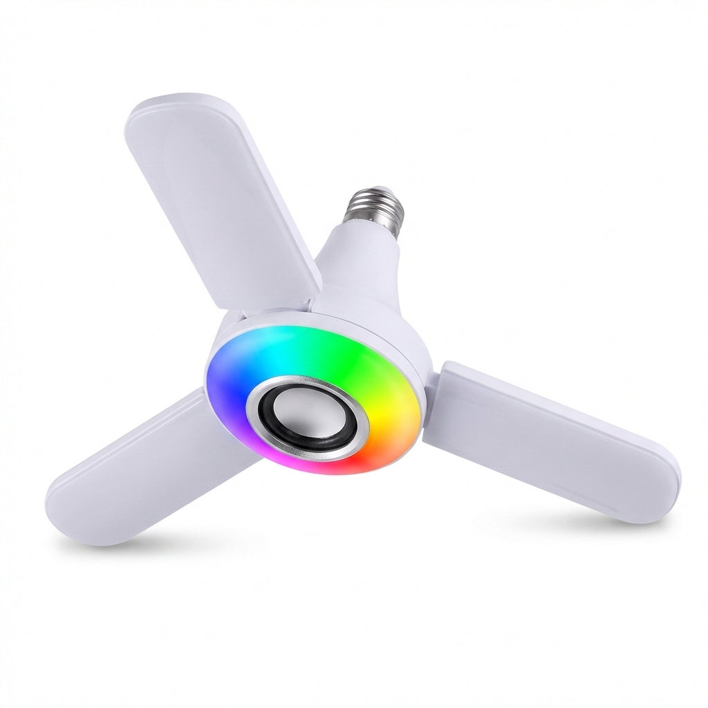 Bec Muzical LED RGB 50W cu Boxă Bluetooth, Telecomandă, Lumini Multicolore Pliabile, Soclu E27