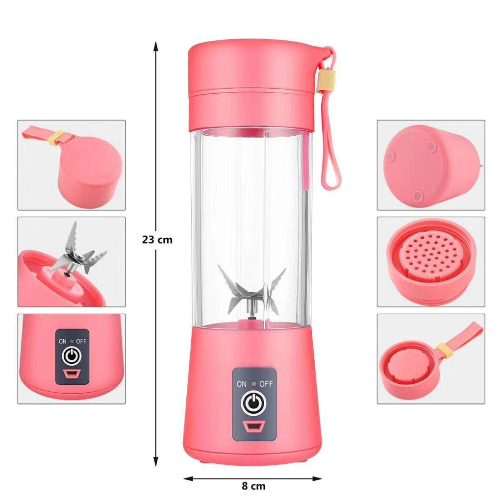 Blender Portabil Reîncărcabil USB, Capacitate 380 ml, 6 Lame Inox