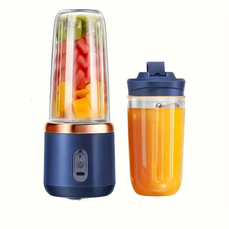 Blender și storcător portabil 2-în-1 reîncărcabil USB - 6 lame, 2 cupe, ideal pentru smoothie-uri și shake-uri