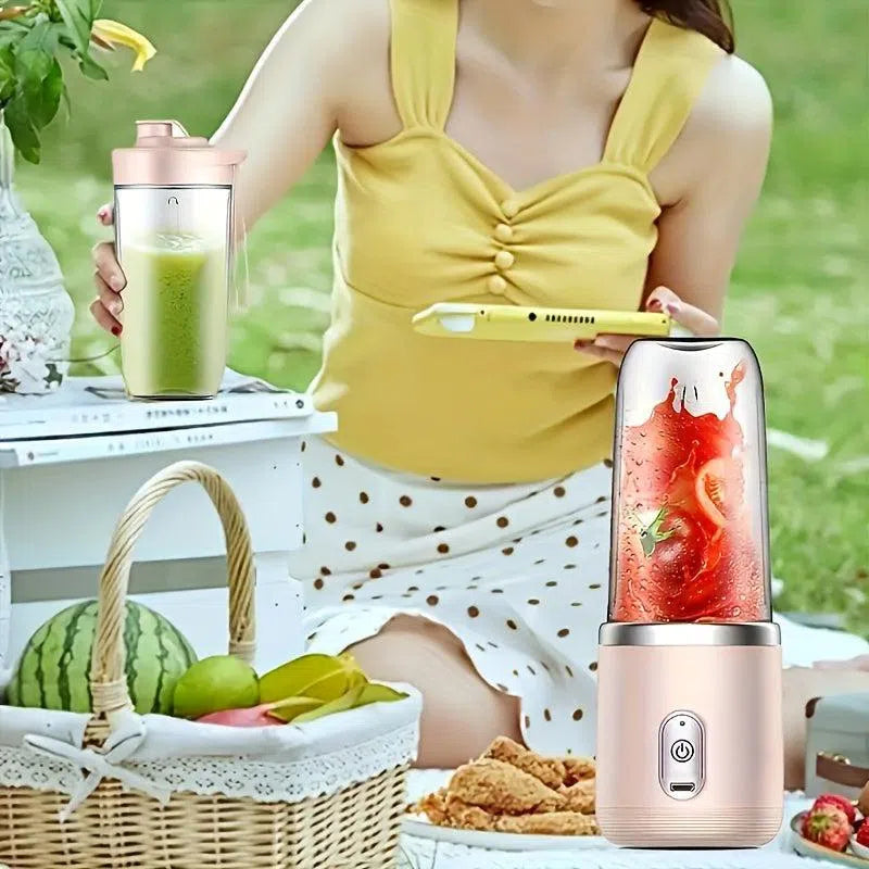 Blender și storcător portabil 2-în-1 reîncărcabil USB - 6 lame, 2 cupe, ideal pentru smoothie-uri și shake-uri