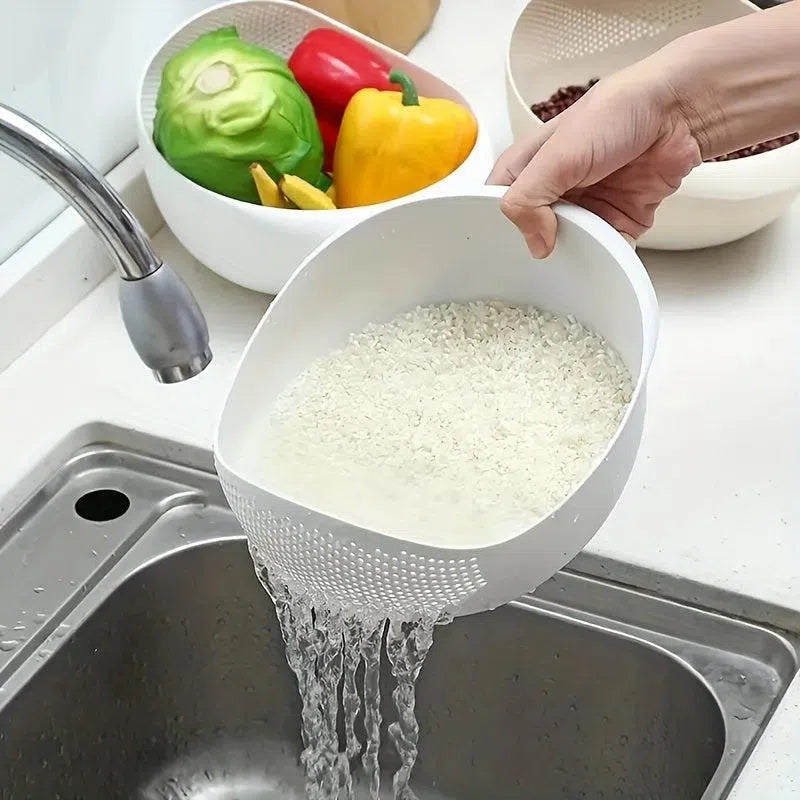 Bol cu sită integrată pentru spălarea alimentelor, design ergonomic, scurgere eficientă