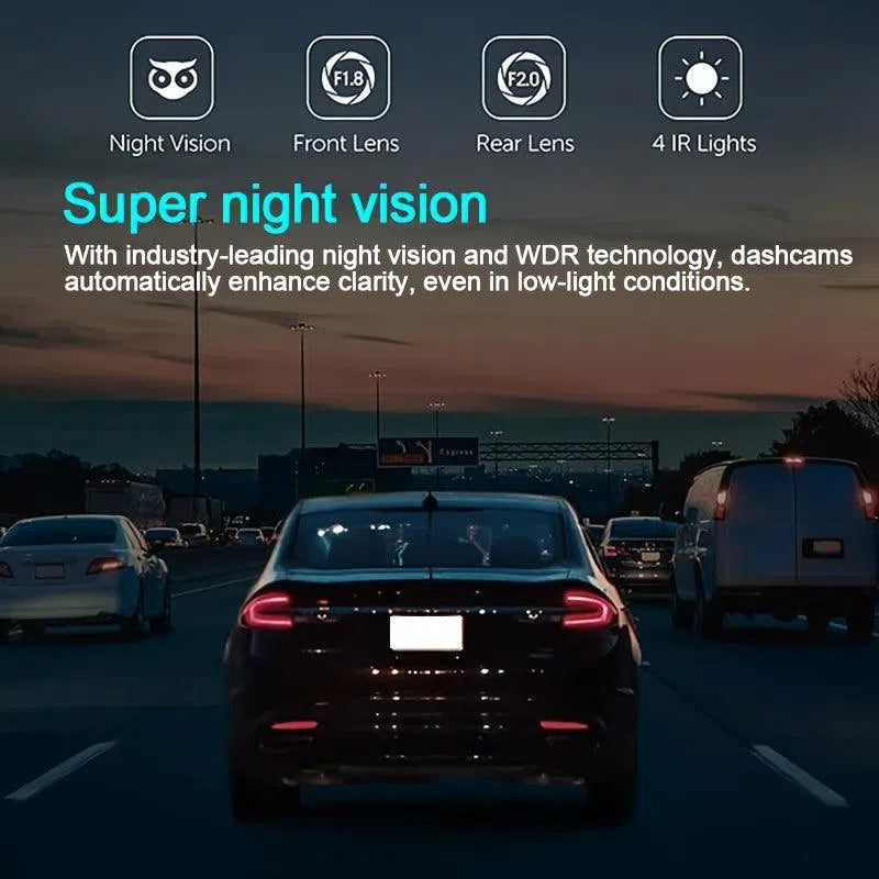 Cameră Auto HD 1080P cu Două Camere - Vedere Nocturnă IR, Înregistrare în Buclă, Ecran IPS 5.08 cm