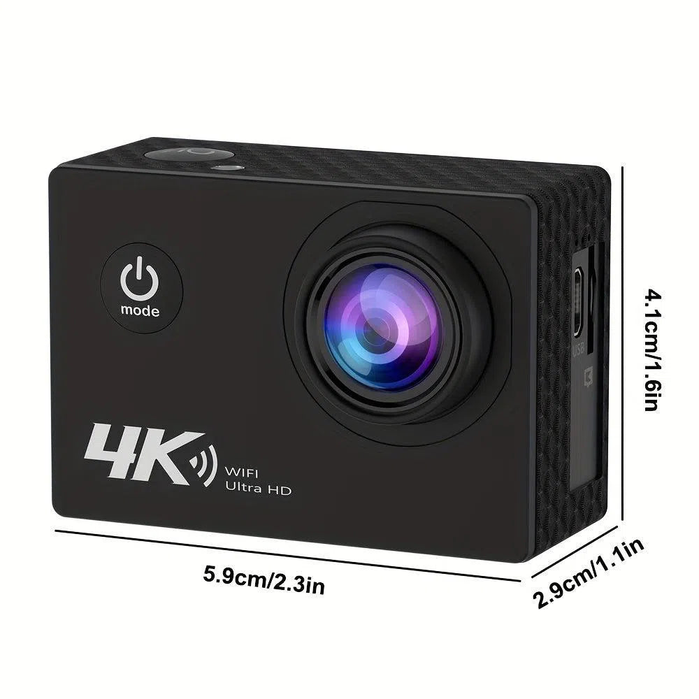 Cameră Video 4K Ultra HD 30FPS Subacvatică – Cameră de Sport Impermeabilă cu Wi-Fi și Card de Memorie 32GB