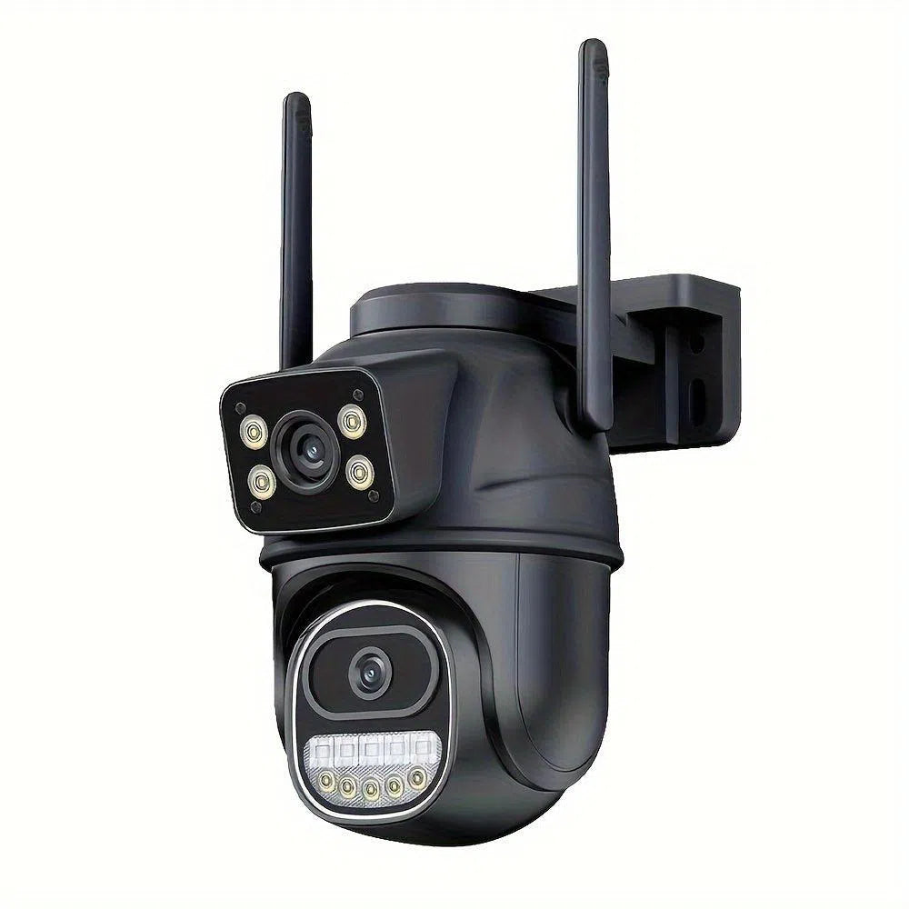 Cameră WiFi de Supraveghere 8MP cu Două Lentile și Zoom 4X – Mini Cameră CCTV pentru Exterior, Rezistentă la Apă,