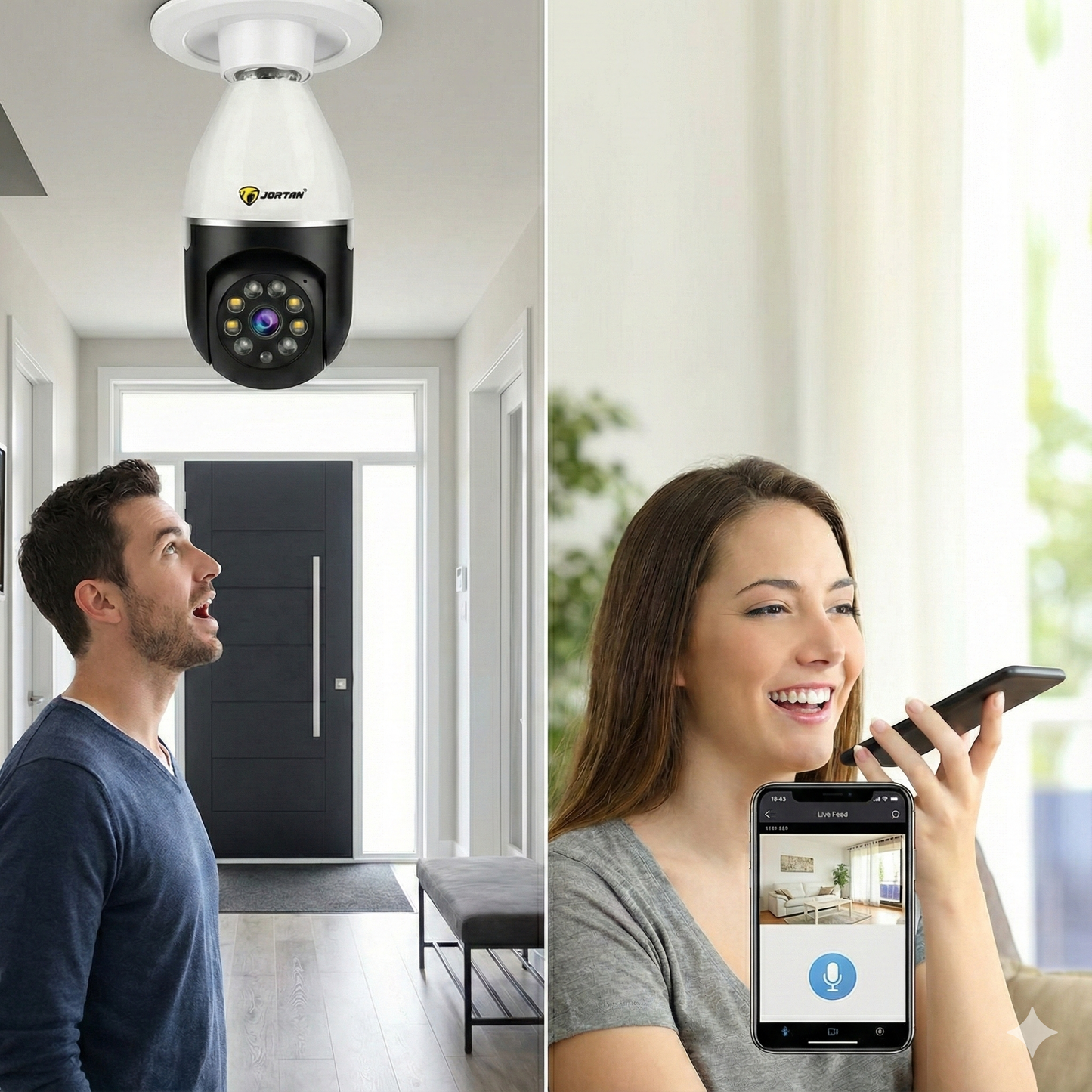 Camera Wifi tip Bec Jortan 2 Megapixeli Instalare Usoara, Rotire 360 Grade, Smart Tracking 9296HJB