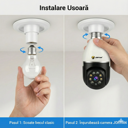 Camera Wifi tip Bec Jortan 2 Megapixeli Instalare Usoara, Rotire 360 Grade, Smart Tracking 9296HJB