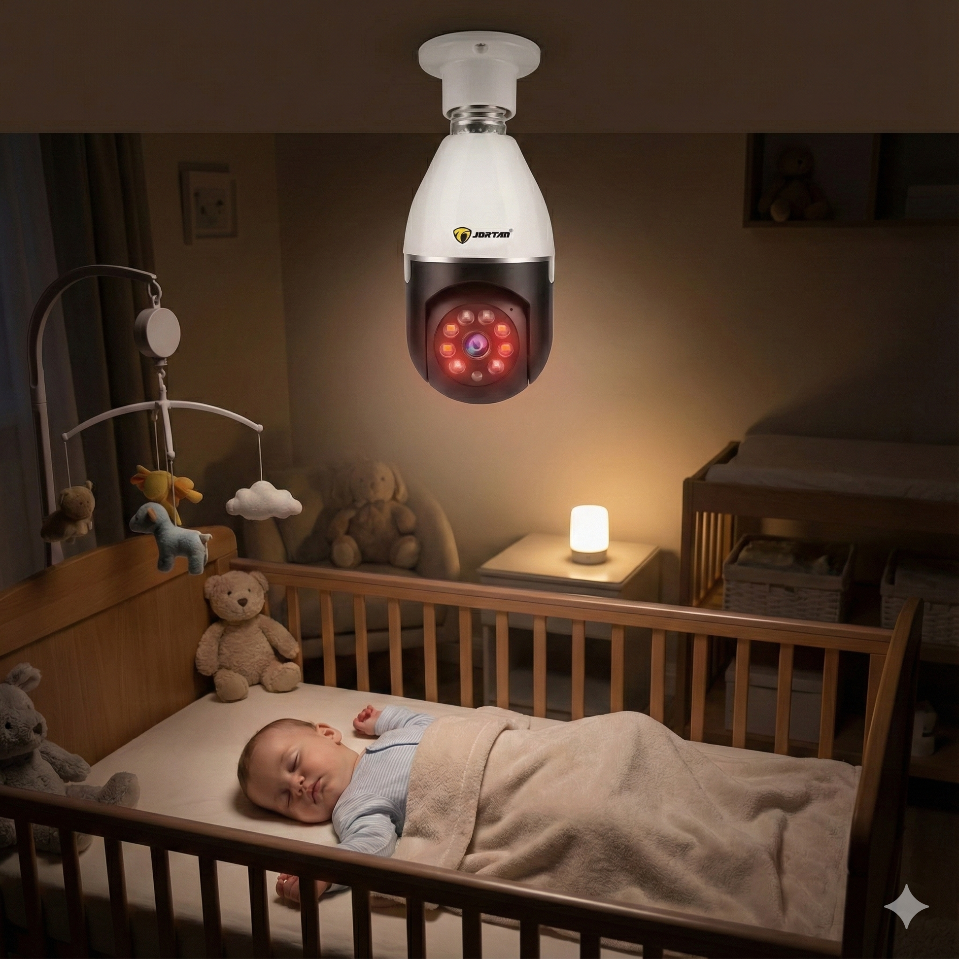 Camera Wifi tip Bec Jortan 2 Megapixeli Instalare Usoara, Rotire 360 Grade, Smart Tracking 9296HJB