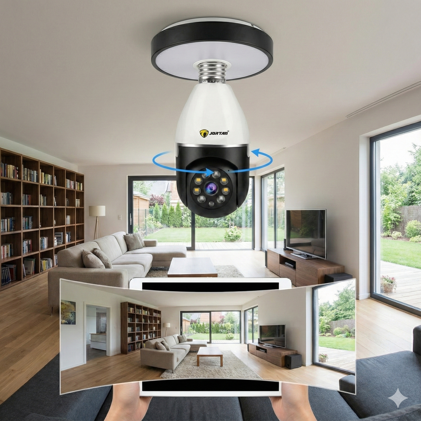 Camera Wifi tip Bec Jortan 2 Megapixeli Instalare Usoara, Rotire 360 Grade, Smart Tracking 9296HJB