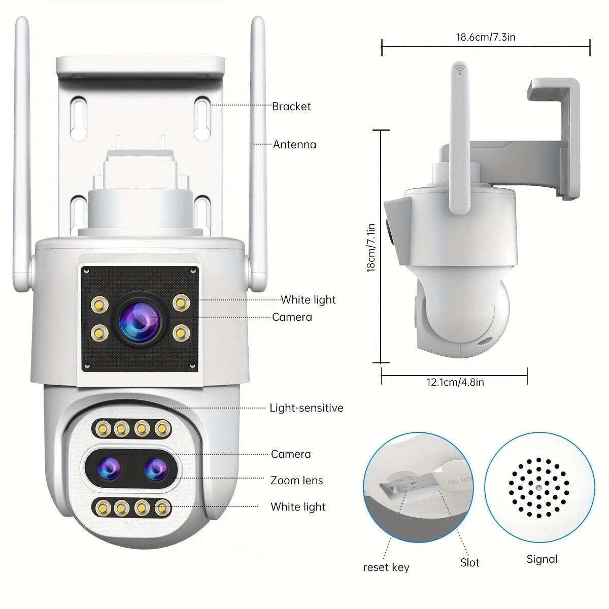 Cameră de Securitate IP Wi-Fi JOOAN 5K PTZ pentru Exterior – Lentile Triple, Zoom Optic 10x, Vedere Nocturnă Color, Audio Bidirecțional și Detectare Mișcare