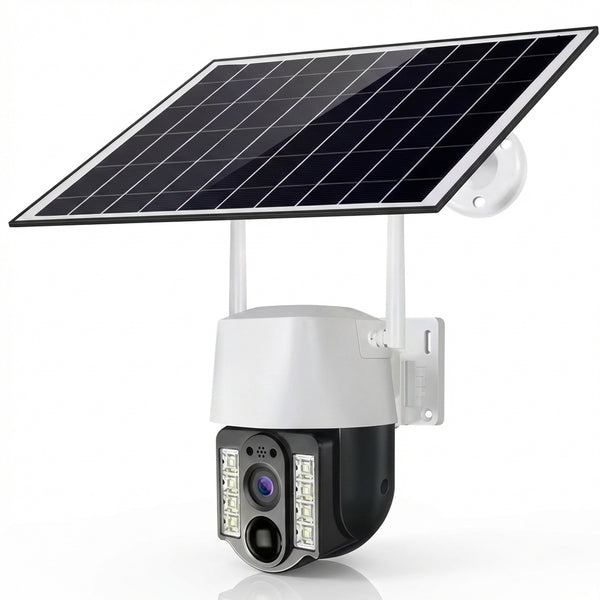 Cameră de Supraveghere Solară 4G cu Slot SIM, 3MP, Panou Solar Inclus, Acumulator 8000mAh, PTZ Rotativă, Aplicație V380 Pro