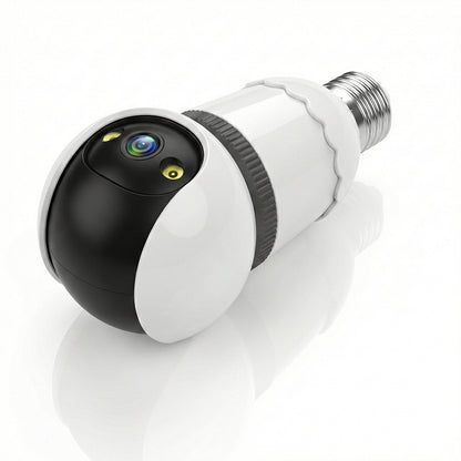 Cameră de Supraveghere Wireless Tip Bec 3MP cu Card 32GB Inclus, Rotație 360°, Night Vision și Aplicație Mobilă