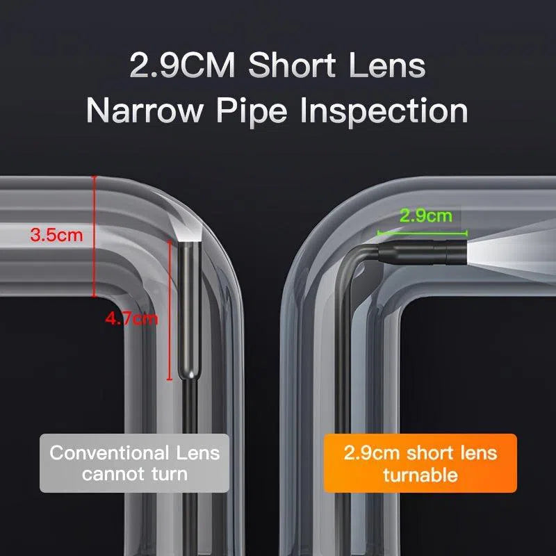 Cameră de inspecție endoscopică impermeabilă IP67, cu ecran IPS HD și cablu semi-rigid 1/5/10 m - ideală pentru canalizare