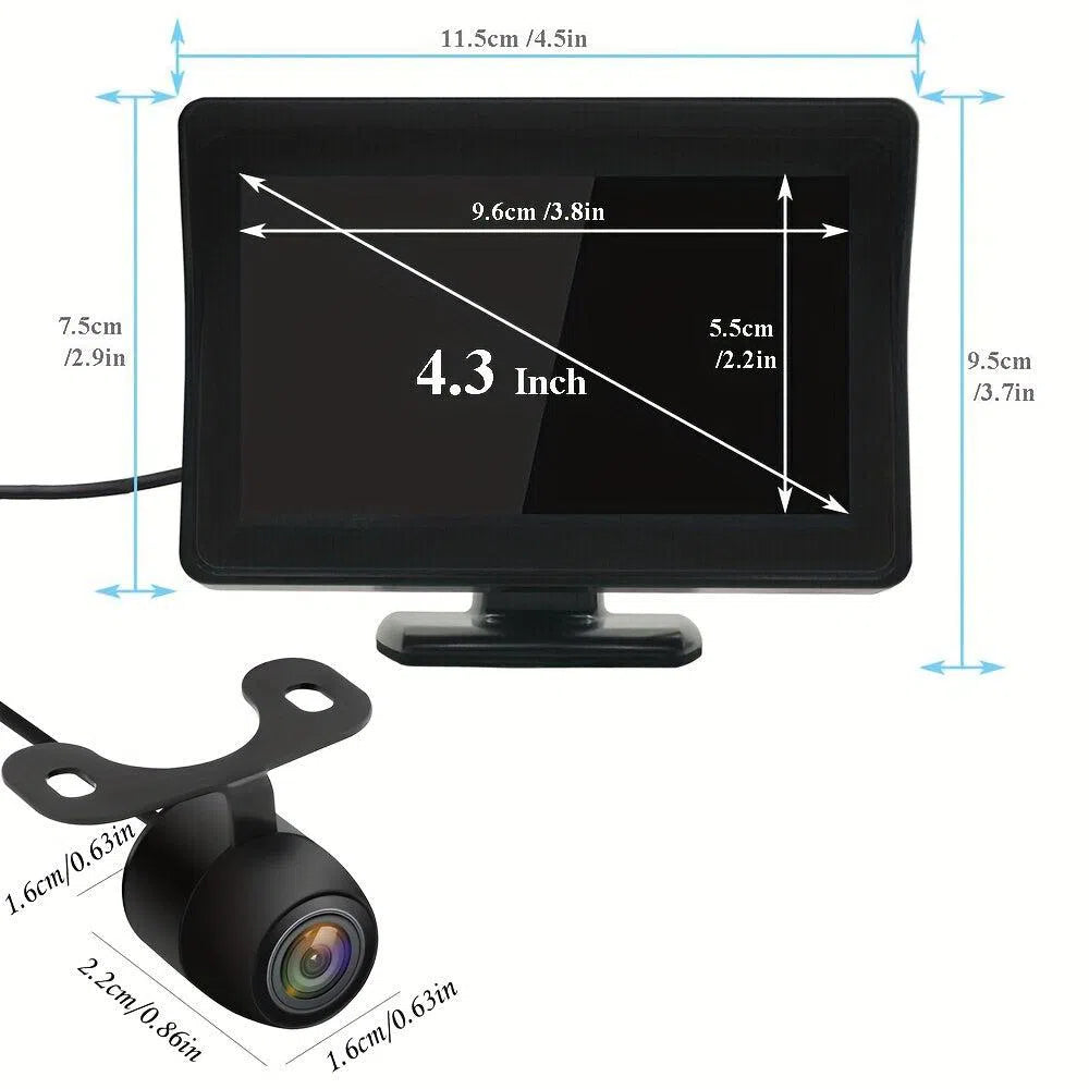 Cameră de marșarier HD rezistentă la apă cu afișaj de 4.3"